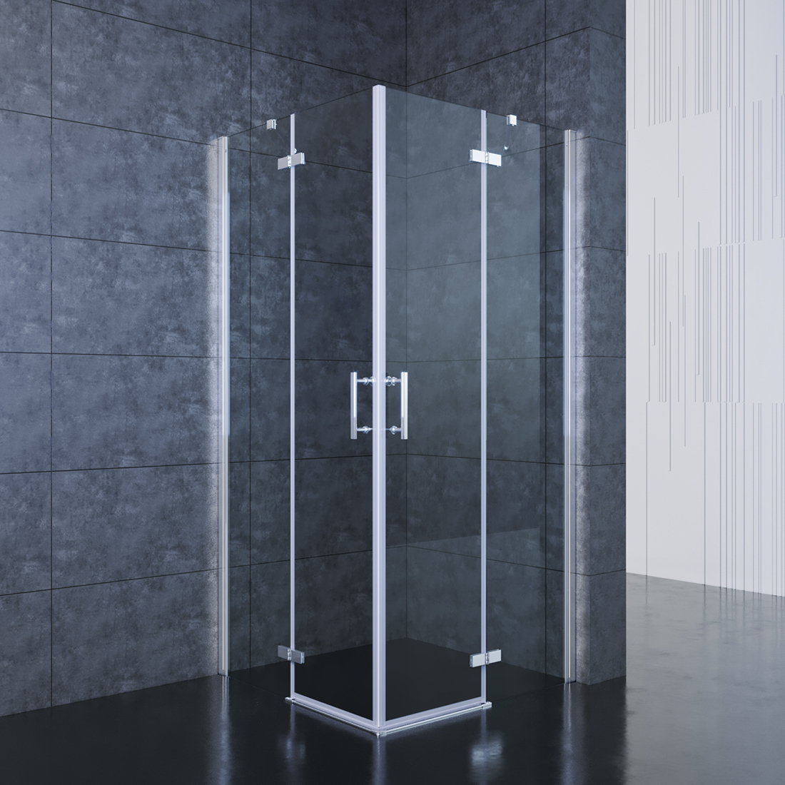 Duschkabine falttür 100x80x195cm Eckeinstieg Bad Eckdusche Pendeltür Falttür Nano Glas Drehfalttür