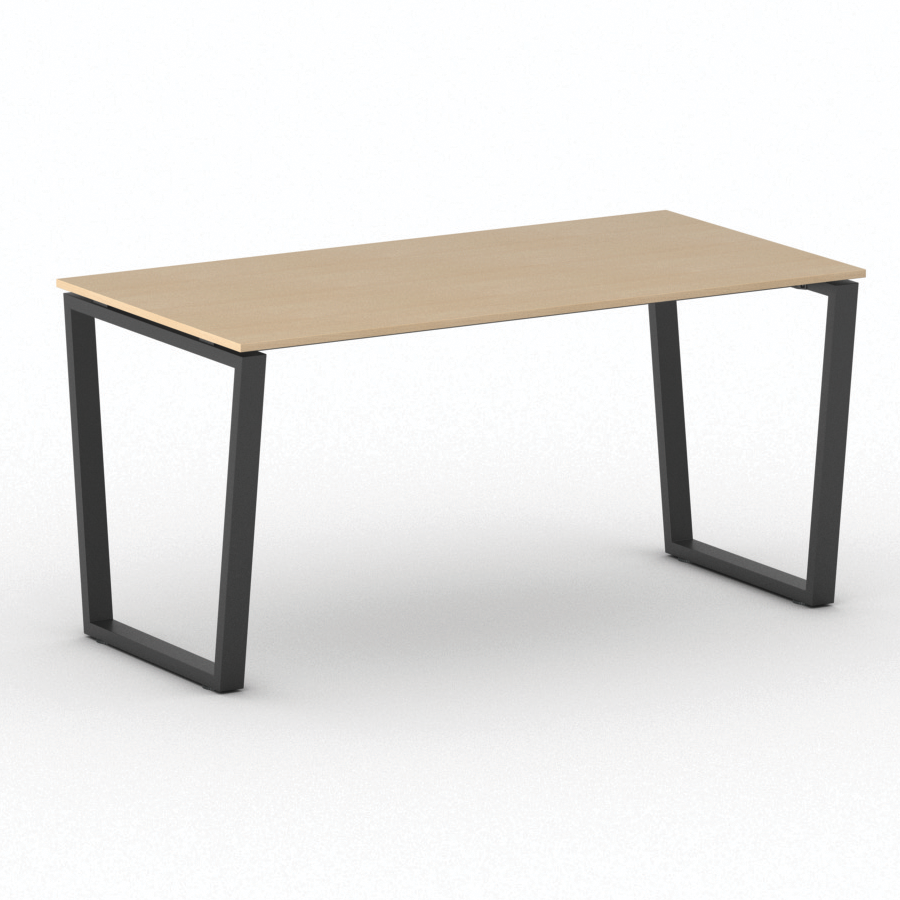 B2B Partner Konferenztisch PRIMO IMPRESS 160x80 cm, schwarzes Metallgestell, Buche
