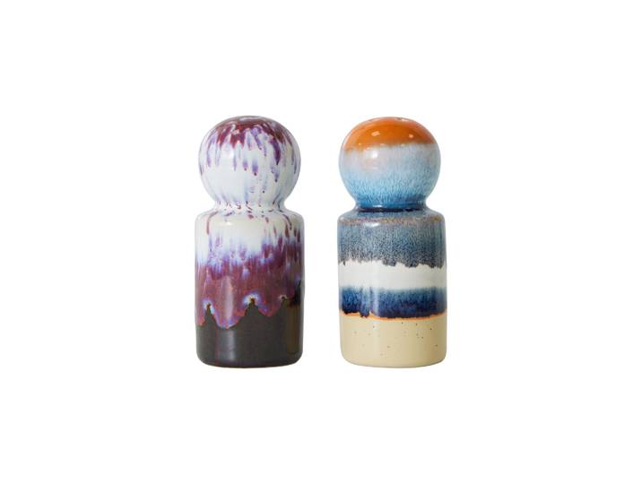 HK LIVING - Ensemble salière et poivrière 70s ceramics - Multicolore - Grès émaillé