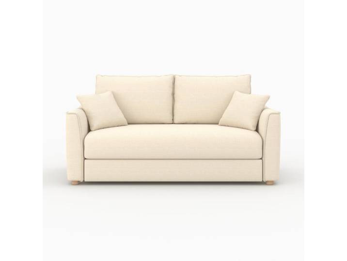 Canapé convertible 2 places en tissu texturé beige - Olympe - Maison Pavane