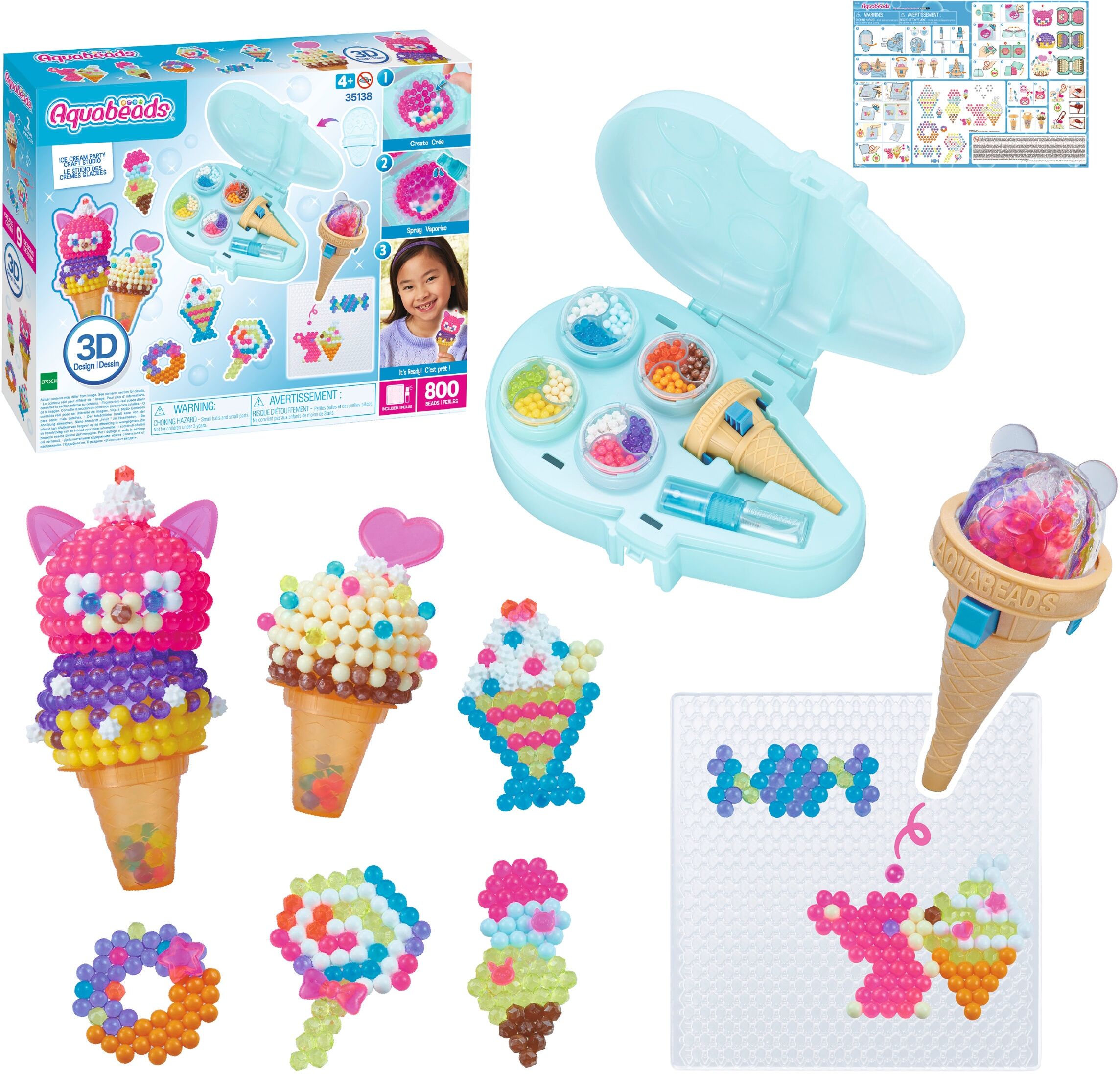 Kreativset AQUABEADS "Eis Party Bastelset", bunt, Kreativsets, Kinder, Kreativset