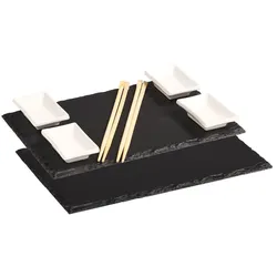 Kesper 2 Schieferplatten Set m. 4 Dipschalen - B/H/T ca. 7.20x21.50x31.50