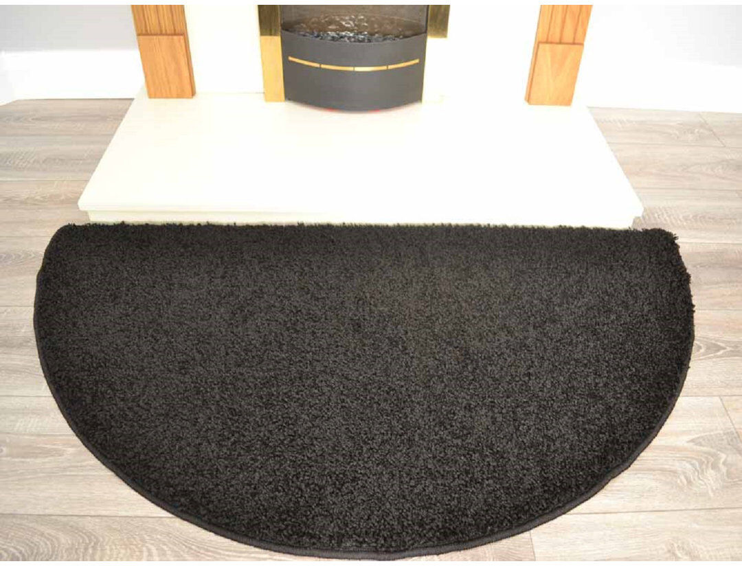 17 Stories Pedestal Jolette Solid Colour Shag 66cm X 137cm Area Rug Black 66cm W X 137cm L