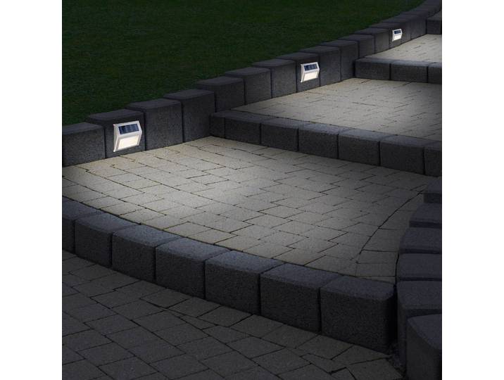 Näve LED-Solar-Außenwandleuchte 5282104, Edelstahl, 4er-Set, IP44 5282104, alu / grau / zink, Edelstahl, Modern, Solarleuchte außen