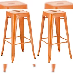 Proregal CHEFGASTRO 2er Set Barhocker PALAU HxBxT 76x43x43cm Metall Orange Barstuhl