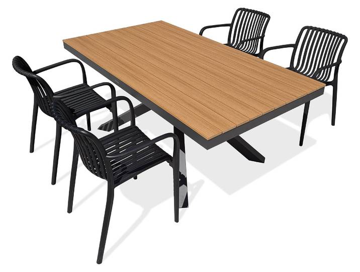 Ensemble repas de jardin en aluminium (4 places)