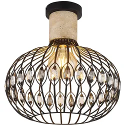 LED Deckenlampe Deckenleuchte Wohnzimmerlampe Kristalle Schwarz Metall Ø 38 cm