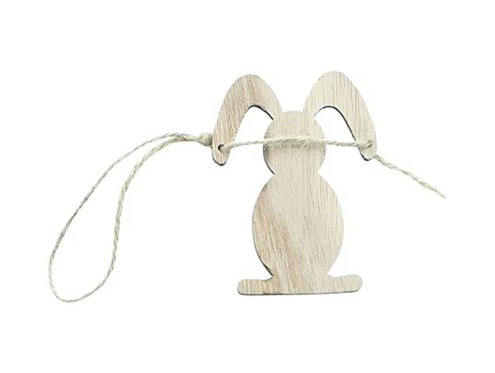 FRANK FLECHTWAREN Girlande Häschen, süße Osterdeko aus Holz, 12 kleine Figuren mit weißem Puschel, Maße: Hase 6 x 8 cm, Gesamtlänge 190 cm