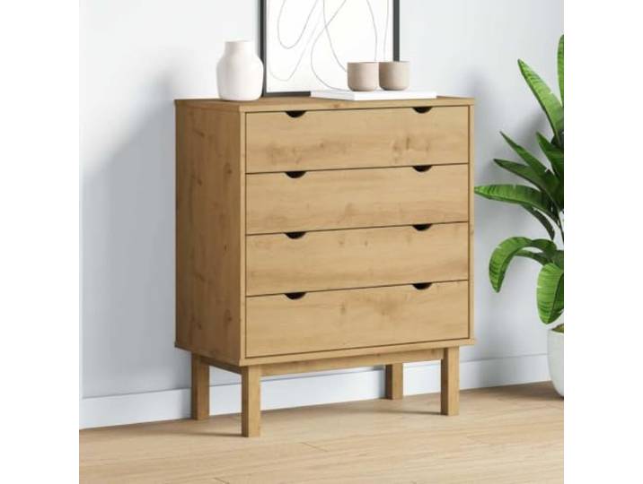 KFPOERTFGD Schubladenschrank OTTA aus massivem Kiefernholz, Kommode mit 4 Schubladen, Skandinavisches Design für Schlafzimmer, Wohnzimmer, 76,5x39,5x90 cm