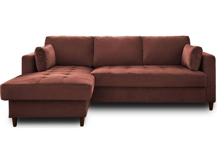 Lisa Design Anna - canapé d'angle gauche - 4 places - convertible avec coffre - en velours \, Rose