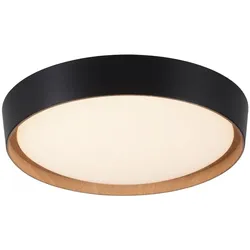 LED Deckenlampe Holzoptik matt schwarz rund dimmbar Wandschalter