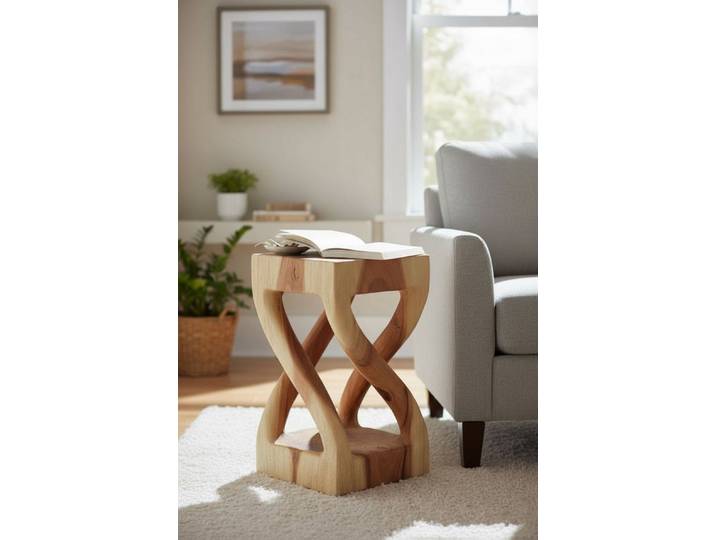 FaHome Beistelltisch Holz: Handgefertigter, Vielseitiger & Hochwertiger Holzhocker, (50cm x 28cm x 28cm) Massiv
