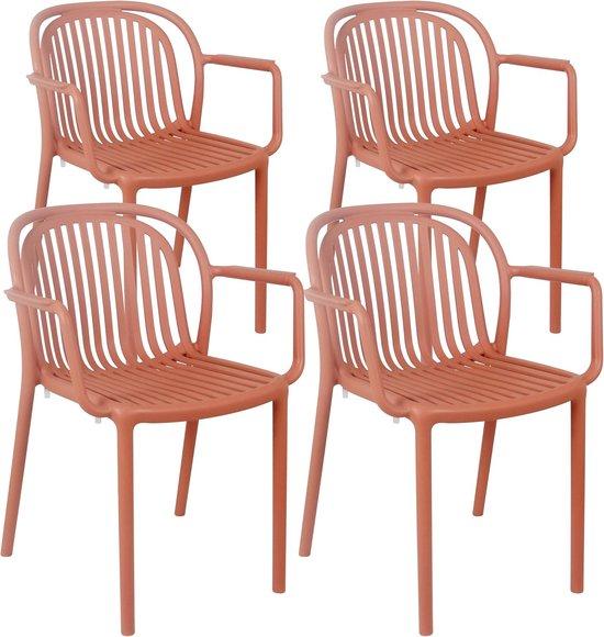 Famanu Stapelbare Terrassenstühle mit Armlehnen - Terracotta
