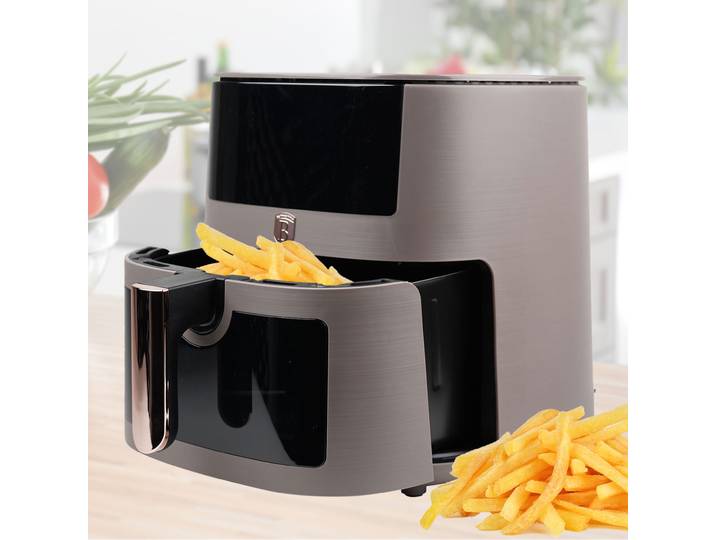 Heissluftfritteuse mit 8 Kochprogrammen und Warmhaltefunktion, 8l, taupe