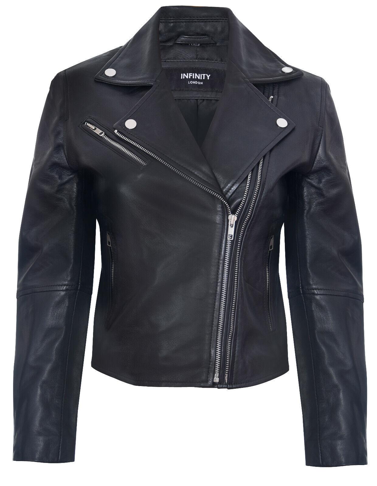 Retro-Bikerjacke aus Leder für Damen – Madeley