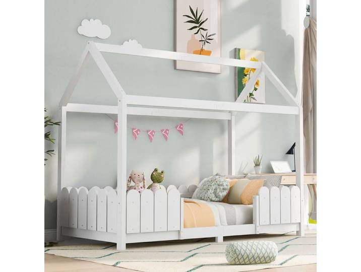 Lit - 90x200 cm - Blanc - bois - pour enfant