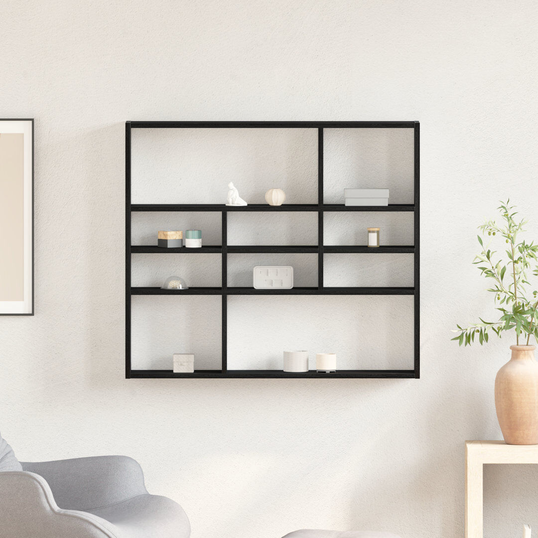 Brayden Studio Ramus 10 -Piece Accent Shelf Black Oak 78cm H X 90cm W X 16cm D