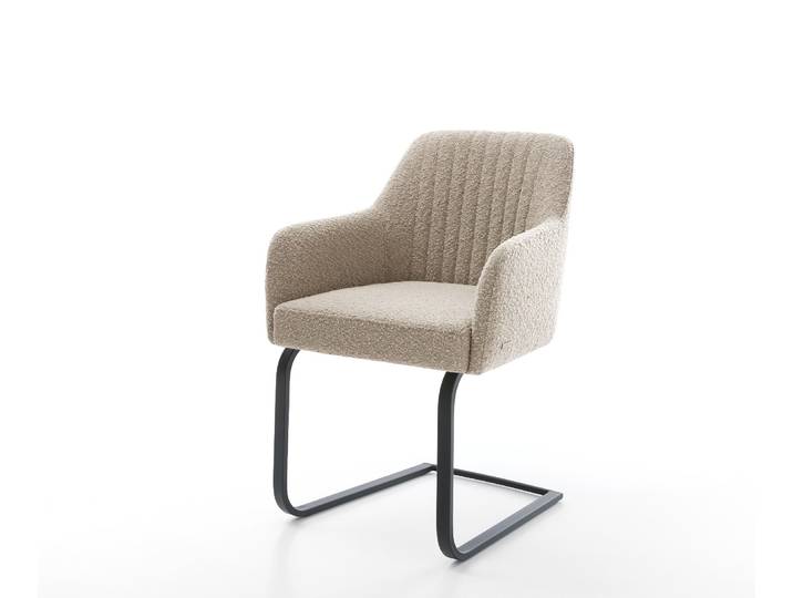 Freischwinger Greg-Flex Bouclé Schlamm Freischwinger flach Schwarz Taschenfederkern, Esszimmerstühle