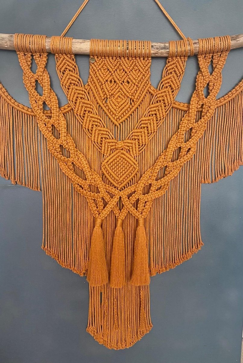 Handgemaakt Macramé Wandkleed Manolya - Oker