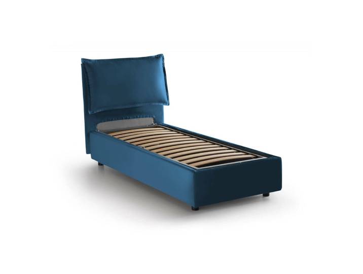 Lit simple en tissu bleu 80x200 cm