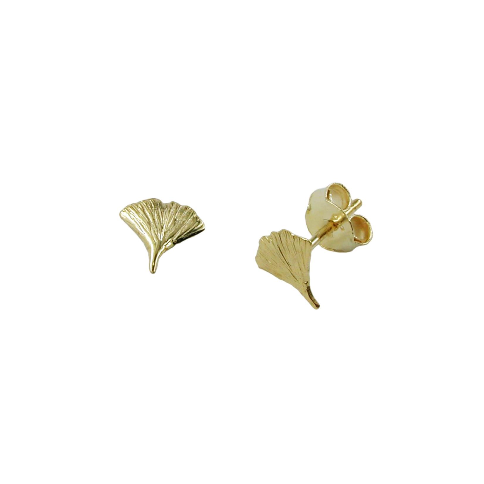 Gallay Ohrstecker Ohrring 7mm Ginkgoblatt glänzend 9Kt GOLD