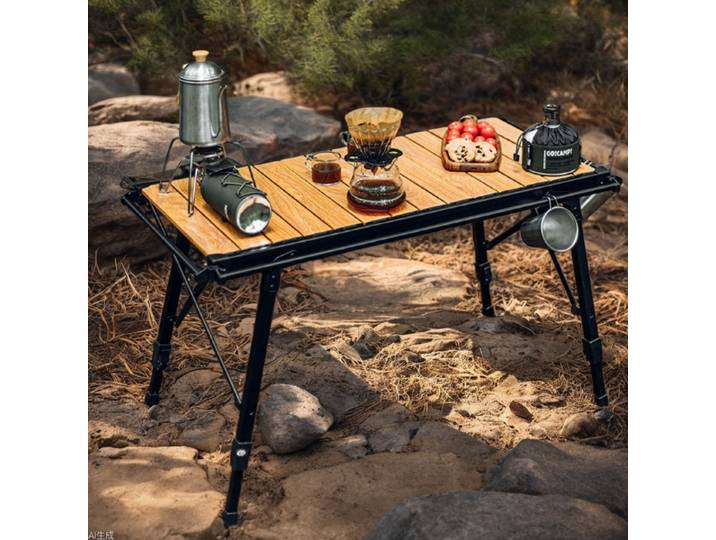 IGT – Table pliante tactique d'extérieur en alliage d'aluminium, réglable, Portable, multifonctionnelle, pour Barbecue, pique-nique