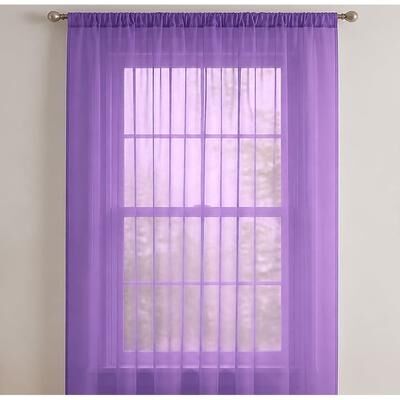 Home Mart Goods "1 Piece Purple Sheer Rod Pocket Window Curtain Panel - 63"" Inches Long - 1 Panel"