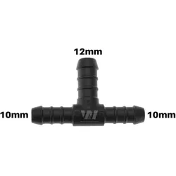 WamSter® T Schlauchverbinder Pipe Connector reduziert 10mm 10mm 12mm Durchmesser