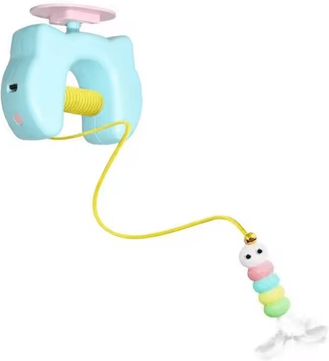 Inspire Curations Smart Hanging Door Cat Toy With Auto Swing Feather Teaser blue A