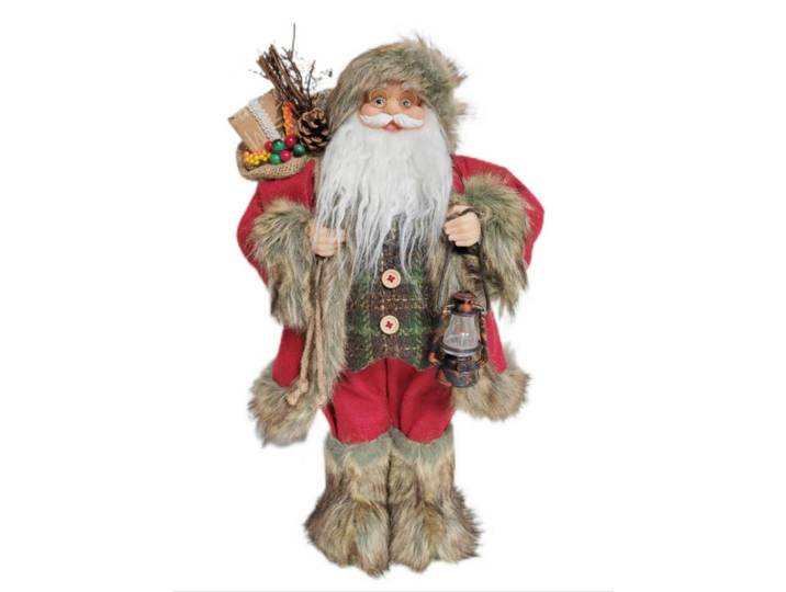 X-Mas Weihnachtsmann, Mehrfarbig, Holz, Kunststoff, Textil, Kiefer, vollmassiv, Weihnachten, Weihnachtsmann, 28.5x61.5x19.5 cm, stehend, zum Stellen, handgemacht, Dekoration, Weihnachtsdekoration, Winterdeko