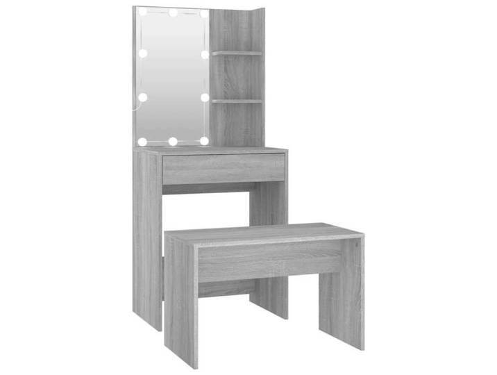 ZENCORE®Ensemble de coiffeuse avec LED JMS - TOP Table de Beauté pour femmes Sonoma gris Bois d'ingénierie C5005961