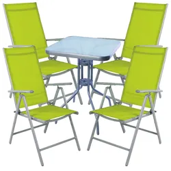 Mojawo Bistro Sitzgarnitur Bistrogarnitur 5-teilig Silbergrau/Lime