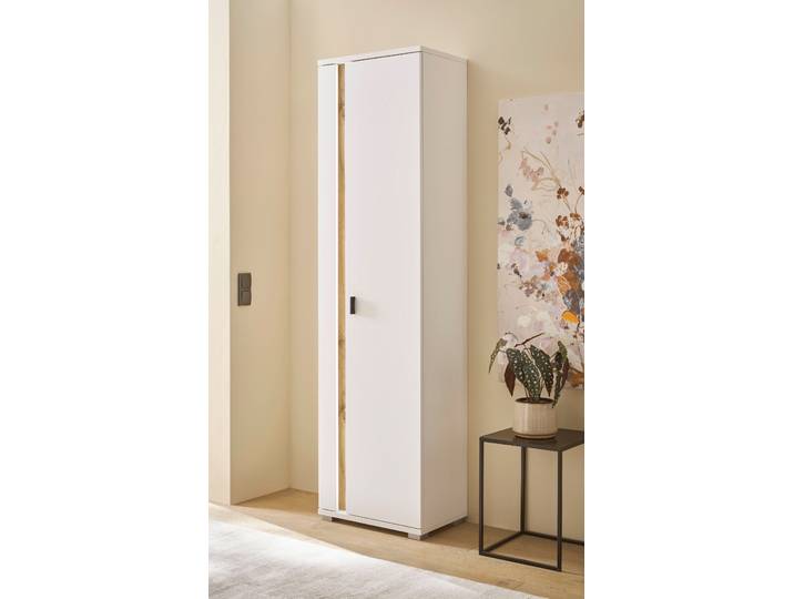 Mehrzweckschrank HOME AFFAIRE LONG ISLAND , weiss (weiß, eiche), B:55cm H:200cm T:35cm, Holzwerkstoff, Schränke, Mehrzweckschrank, in moderner Trendfarbe,inklusive senkrechter Beleuchtung,Breite 55 cm