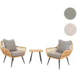 Poly-Rattan Garnitur HWC-N34, Balkon-Set Gartengarnitur Sitzgruppe Stuhl Beistelltisch ~ dunkelgrau