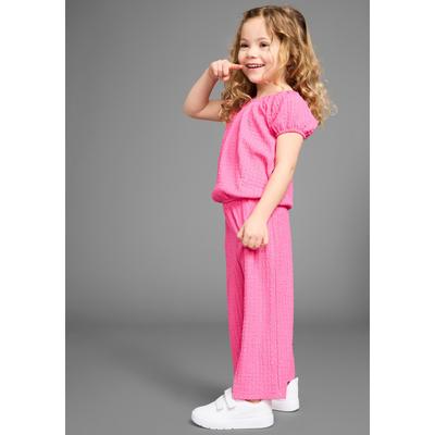 Shirt & Hose KIDSWORLD "Set: Carmen-Top + Hose", Mädchen, Gr. 146, pink, Obermaterial: 98% Polyester, 2% Elasthan, unifarben, KOB Set-Artikel, Ganzes Outfit: Shirt mit Raglanärmeln und Hose