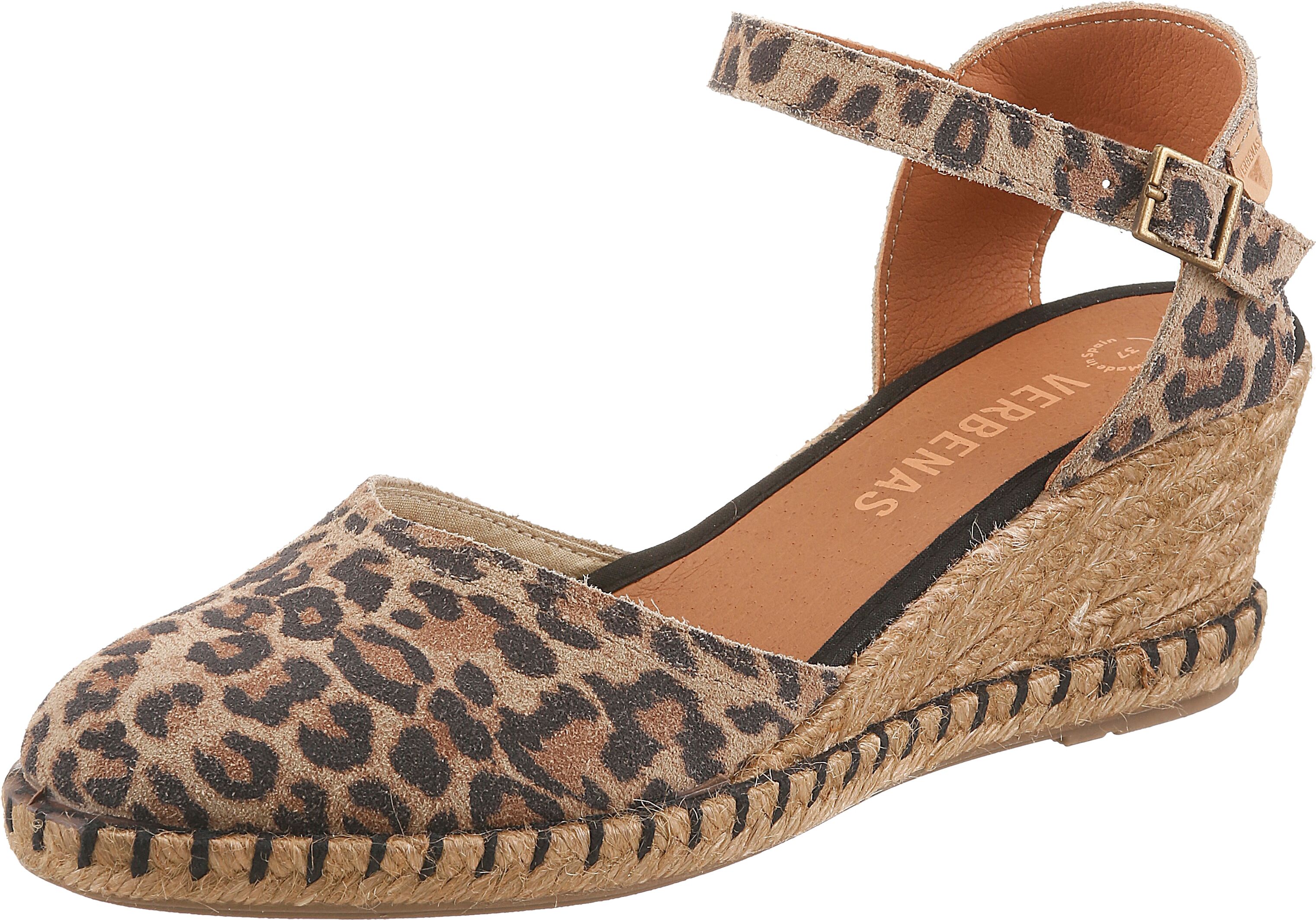 Slingpumps VERBENAS "MALENA LEO", Damen, Gr. 41, leodruck, Veloursleder, Schuhe Slingpumps, Keilsandalette, Sommerschuh, Urlaubsschuh im Leo-Look leodruck 41