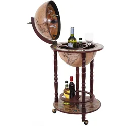 Globusbar MCW-D83, Minibar Hausbar Weinregal, Weltkugel Ø 33cm rollbar Eukalyptusholz MVG ~ braun