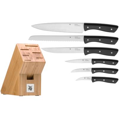 Messerblock WMF "Profi Select", braun (schwarz, silber, holzfarben), B:9cm H:25cm, Messerblöcke, Messerblock, Messerklingen aus rostfreiem Spezialklingenstahl, Messerblock aus Bambus