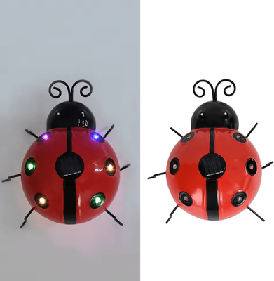 Uplift Curations GlowBug Solar Ladybug Hanging Light Waterproof Metal Garden Decor Outdoor LED Porch Backyard Ornament colored Light