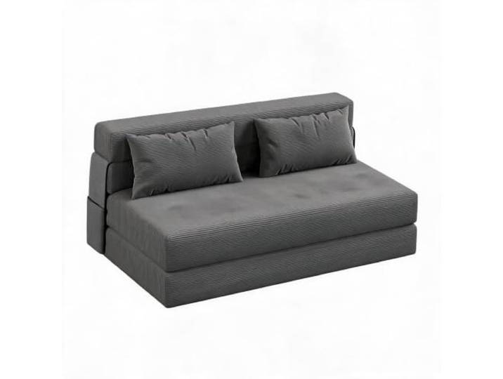 Litake 4-in-1 Klappsofa-Bett Umwandelbare mit Gästecouch Kissen Dunkelgrau 4-in-1 Klappsofa & Liegesessel Samtweichem Cordbezug & abnehmbarem Bezug, Multifunktionales Klappsofa-Bett 152x81x61 cm