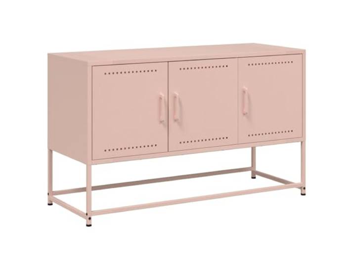 LKJephalotrop TV Schrank Rosa Stahl 100,5x39x60,5 cm Industrie Robustes Metall Lowboard in Rosa mit 3 Fächern für Wohnzimmer und Schlafzimmer, bietet viel Stauraum und ist pflegeleicht.