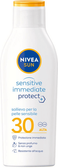 Nivea Sun Latte Solare Sensitive Immediate Protect SPF30 Crema Per Pelli Sensibili 200 ml