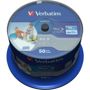 Verbatim Blu-ray-Rohlinge 43812, bedruckbar, BD-R, 25 GB, bis zu 6-fach, Spindel, 50 Stück