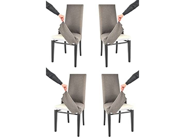 Tommychairs - 4er Set gepolsterte Stühle JAZZ mit herausnehmbarem Bezug Struktur aus lackiertem Buchenholz Farbe Wengeholz, gepolstert und mit herausnehmbarem Bezug aus Stoff Farbe Rehbraun bezogen