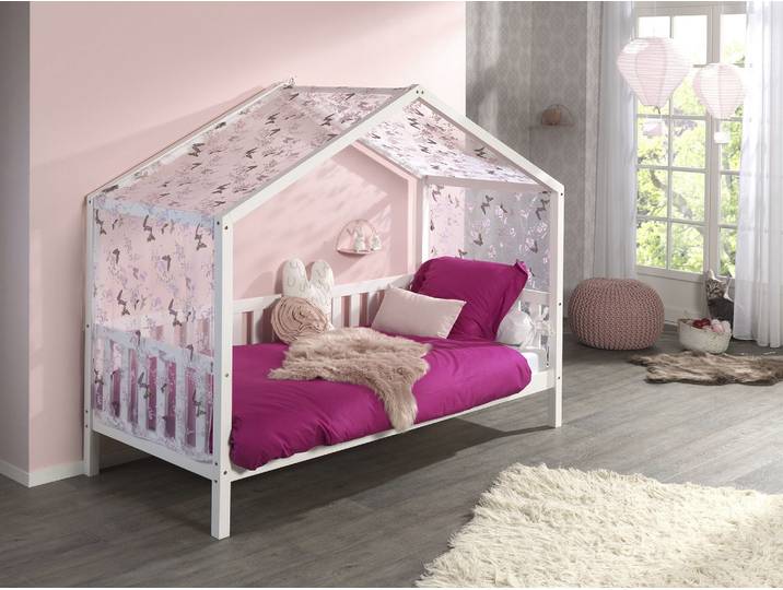 Hausbett VIPACK Dallas, mit Dachaufbau, Kiefer massiv, stabil gebaut , weiss (weiß), B:97cm H:170cm L:210cm, Betten, Hausbett, wahlweise mit oder ohne Bettschublade und Textilhimmel