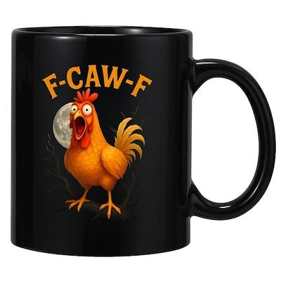 f-caw-f lustige Huhn Becher humorvolle Hahn Kaffeetasse Gag Weihnachtsgeschenk für Freunde Keramik-Teetasse für die Familie, für Büro, Küche, Geburtstag, Weihnachten oder als lustige Geschenkidee