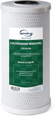 iSpring FC15B-NC 10” x 4.5” Whole House Water Filter, SGS-Tested to Remove up to 94.4% of Chloramine