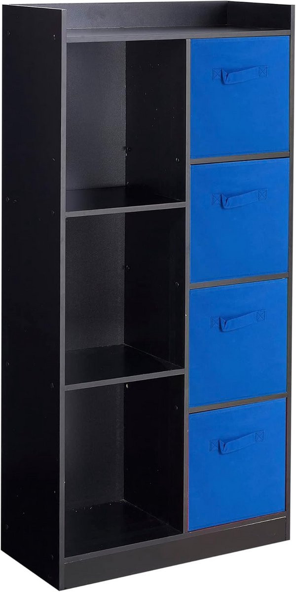 Hoge houten boekenkast met 7 kubussen voor volwassenen