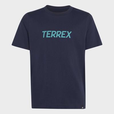 Funktionsshirt ADIDAS TERREX "KIDS MULTI LOGO", Mädchen, Gr. 140, blau (legend ink), Obermaterial: 100% Baumwolle, Rundhals, Shirts Funktionsshirt, für Kinder, mit Rundhalsausschnitt, ohne Verschluss, aus Baumwolle