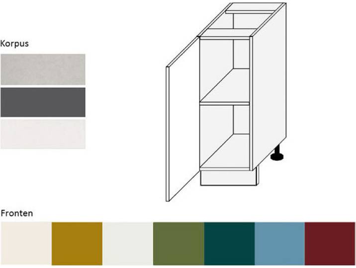 Küchenschrank Unterschrank 30cm Korpus- & lackierte Frontfarbe wählbar (RI-D1D/30)